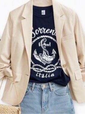 Women's Navy and white coastal Anchor Graphic Tee / XL